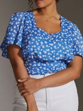 Maeve Open Back Blue Blouse